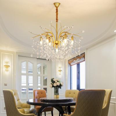 China Gold Tree Branch Modern Contemporary Designer Room Decoration Living Room Brass Furniture Led Chandelier Crystal for sale