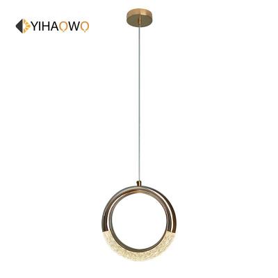 China Long Row Luxurious Indoor Acrylic Bedside Lamp Ceiling Personality Chandelier Moon LED Art Simple Ring Lighting Decoration for sale