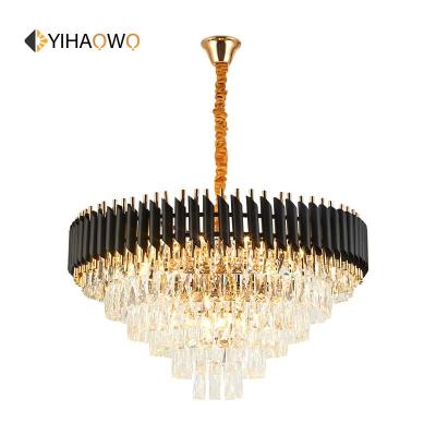 China Luxurious Nordic Round Gold Crystal Pendant Lights for Wedding Living Room Large Crystal Chandelier Lighting for sale