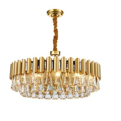 China Modern Post Modern Pendant Lights Gold Finished K9 Crystal Luxury Chandeliers Decorative Pendant Lamp For Living Dining Chandelier for sale