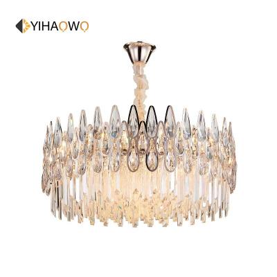 China Luxury Contemporary Hotel Royal Palace Interior Decoration Lighting Stainless Steel Crystal Led Chandelier Room Lamps for sale