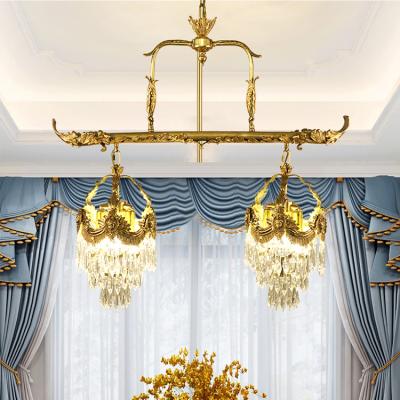 China Luxury K9 Indoor Lighting French Copper Crystal Pendant Lamp Brass Chandelier of New Modern Decoration Design Antique Full Living Room for sale