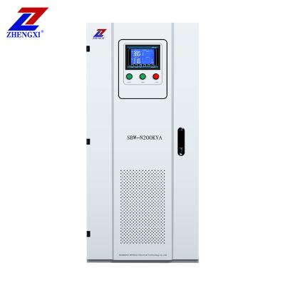 China SVC SBW-N200KVA Three Phase LCD 200kw Large Power Compensating Intelligent Automatic AC Voltage Stabilizer Regulator for sale