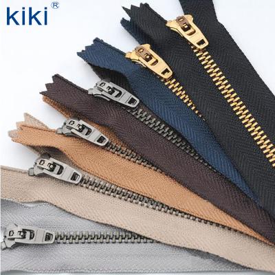 China 4.5yg 4YG Durable Antique Brass Silver Metal Zipper For Jeans for sale