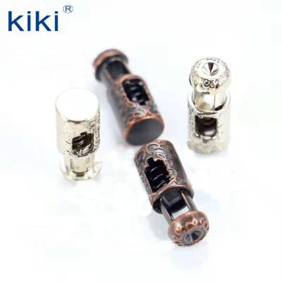 China Nickel Free Bronze Cylinder Pattern Metal Rope Stopper For Garment for sale