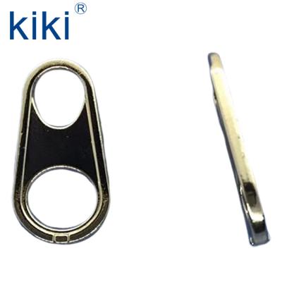 China Nickel Free Professional Custom Zipper Head With Lock Metal Zipper Puller Two Holes For Bags Luggage for sale