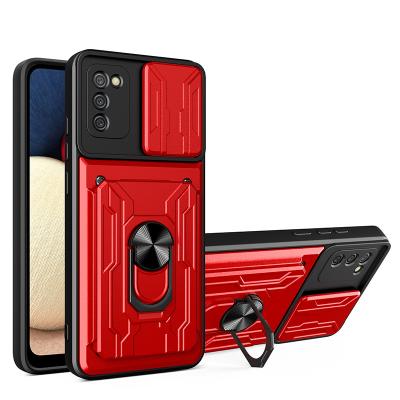 China Mobile Phone Shockproof Manufacturing Accessories For Samsung A02s A03s Car Wallet Card Slot Shockproof Detachable Mobile Phone Case for sale