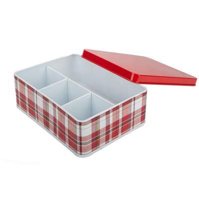 China Recyclable Customized Tin Product Rectangle 4 Layer Metal Storage Cake Tin Box Wholesale for sale