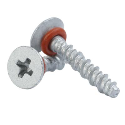 China SS316 Dacromet Gray Coating Flat Head Phillips Hi-Lo Flat Thread Forming Screws With O-Ring Sealing for sale