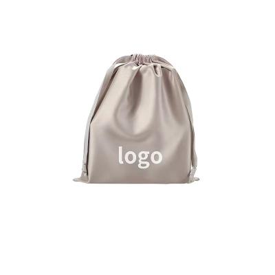 China Custom Logo Drawstring Silk Satin Extension Favor Custom Logo Makeup Suction String Pouch Bag for sale