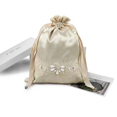 China Custom Drawstring Satin Custom Gift Travel Storage Suction Drawstring Cosmetic Pouch Printed String Bag for sale