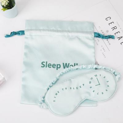 China Anti-wrinkle mulberry silk eye mask luxury custom reusable blindfold sleep green silk eye masks with logo and pockets for sale