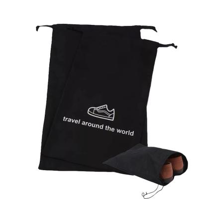 China Travel Recyclable Waterproof Shoes Bag Custom Logo Fabric Drawstring Bag Dust Bag for sale