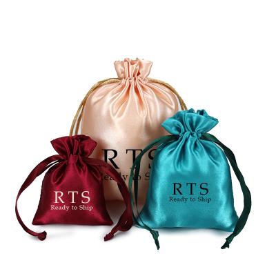 China Satin ready to ship MOQ 100 satin single stitch dust drawstring bag for shoes jewelry gift for sale