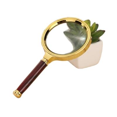 China Wooden Frame Magnifying Mirror Image A Classic Handheld Portable Color Box Clear High Quality Optical Glass + Gold Plated for sale