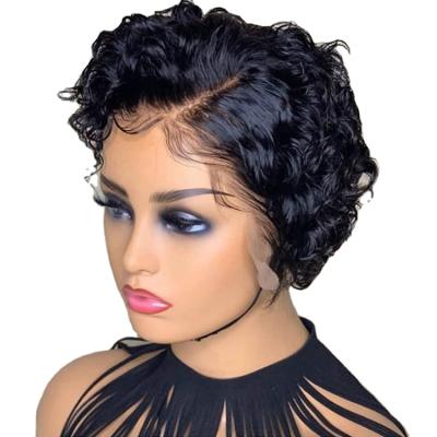 China 100% Curly Bob Wig Deep Curly Full Lace Virgin Human Hair 150 Density Water Wave Hair Front Wig for sale