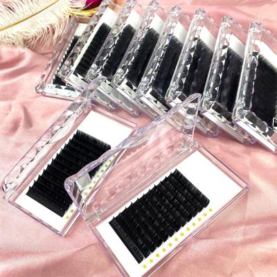 China Customer Logo 8-25mm Natural Soft Volume Eyelash Mixed Tray Silk Eyelashes Lash Extensions for sale