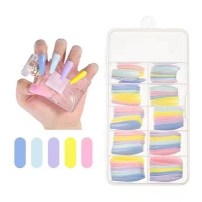 China Easy Apply NEW 100Pcs Colorful Acrylic Fake Nails Coffin Nails Natural Full Cover Fake Long Fake Nails for sale