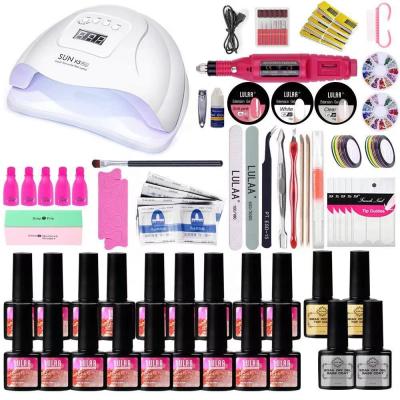 China LED Gel Fast Cure Soak Off Manicure Tool Kit Electric UV Led Nail Drill Nail Set Lamp Dryer With Nail Gel Polish Kit for sale