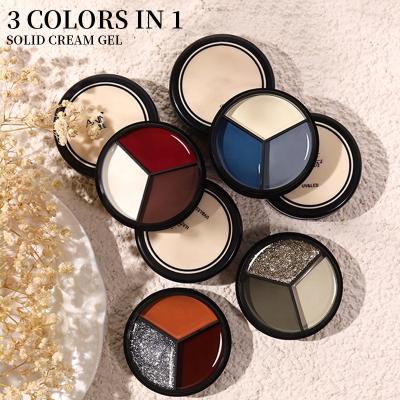 China Art Beauty New Autumn And Nail Polish Popular Three-color Winter Solid UV Gel Nail Polish Permeable Cream Gel for sale