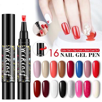 China OEM Eco-Friendly Nail Paint Varnish Pen One Step 3 In 1 Colors Nail Gel Lacquer Glitter Polish Not Needs Top Coat Base Primer Wholesale for sale