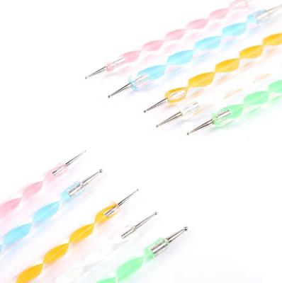 China Durable Professional Nail Art Decoration Tools 5 Pcs/Set Double Head Dotting Rhinestone Nail Dot Drill Pen for sale