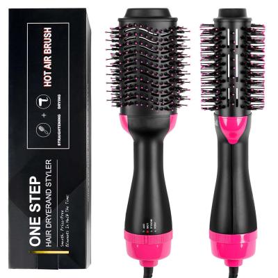 China Multifunctional One Step Skin Care Treatments Airbrush Hot Pink Ions Blow Hair Dryer Brush Straightener for sale