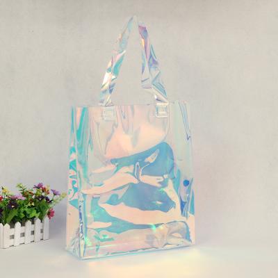 China Hot Women Hologram Laser PVC Transparent Large Capacity Waterproof Tote Shoulder Bag for sale