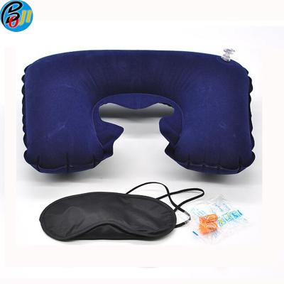 China Custom flocking TPU inflatable neck travel pillow with your logo print for sale