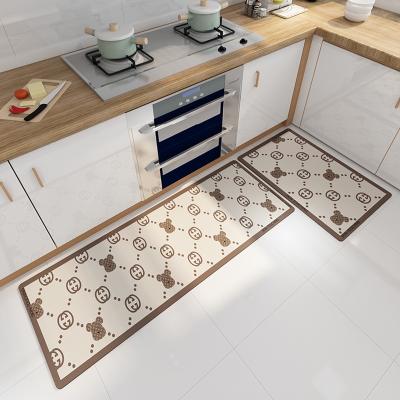 China Washable High-quality Non-slip Leather Carpet Kitchen Mat Can Be Reused Cute Anti Fatigue Kitchen Rug Cushioned Kitchen Mat for sale