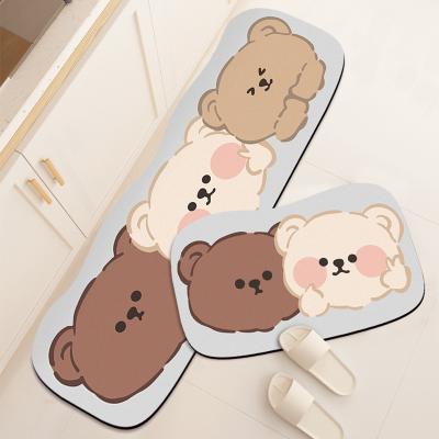 China Washable Cute Cartoon Style Kitchen Pad With Water And Oil Absorption Anti Fatigue Restaurant Kitchen Rubber Mat Rugs Mats Non Slip for sale