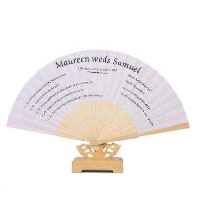 China China Personalized White Silk Hand Fans Cheap Handheld Fan Custom Printed Folding Handheld Fans for sale