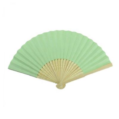 China China 21cm White Paper Bamboo Hand Fan GIFT FOR WEDDING for sale