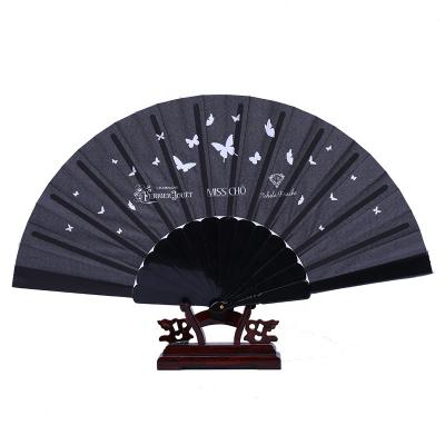 China Black Plastic Europe 23cm Summer Advertising Promotion Custom Plastic Rib Fan for sale