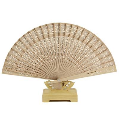 China Cheap Price Europe 20cm Cherry Wood Customized Wedding Fan For Promotion for sale