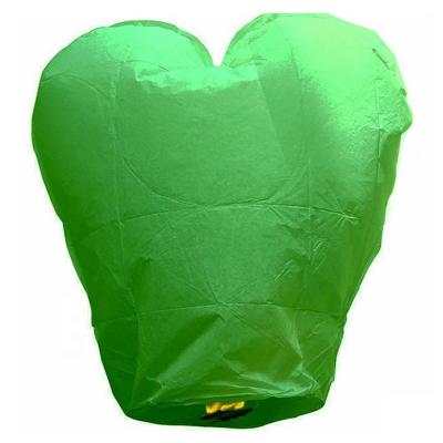 China Festivals Green Color Hear To Shape Chinese Hot Air Balloon Sky Lantern Sky Lantern For Promotion for sale