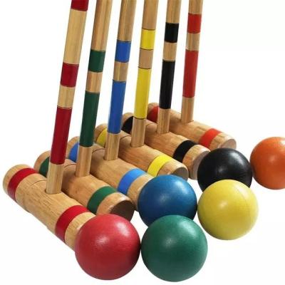 China Eco-Friendly Non-Toxic Manufacturers Supply Wooden Croquet Set Set Grass Hitting Croquet Set Outdoor Wooden Croquet Set for sale