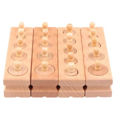 China eco-friendly non-toxic teaching kids montessori cylinder blocks cylinder knobbed wooden toy child wooden cylinder toy for sale