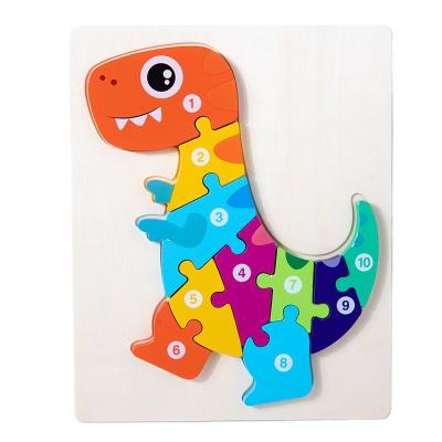 China 10pcs Wooden Jigsaw Puzzle Toddler Jigsaw Puzzle Educational Fun Eco-friendly Non-toxic Wooden Animal Animals for sale