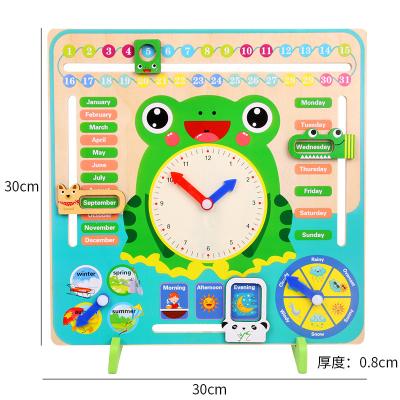 China Eco-Friendly Non-Toxic Wooden Seven In A Wooden Clock Calendar Clock Funny Educational Toy Toys for sale