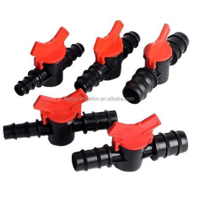 China ABS 5PCS 16mm Joints PE Pipe Water Switch Mini Ball Valve Irrigation Drip Pipe Nut Lock Connector for sale