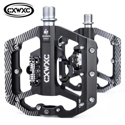 China Aluminum/Alloy+Co-Mo CXWXC Clipless Mtb Pedals Flat Bicycle Pedals Aluminum Alloy Road Bike Bearing SPD Clips Bike Pedals for sale