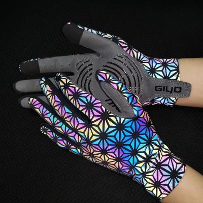 China Colorful Luminous Anti-skid Reflection Anti-skid Shine Full Finger Cycling Gloves Outdoor Sport Motorcycle MTB Long Mitten Winter Gloves for sale