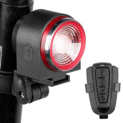 China Re-enforced ANTUSI A8 Bell Alarm Lock Plastic Auto Remote Light Bicycle Tail Brake Road Wireless Rear Light Anti-theft Lamp for sale