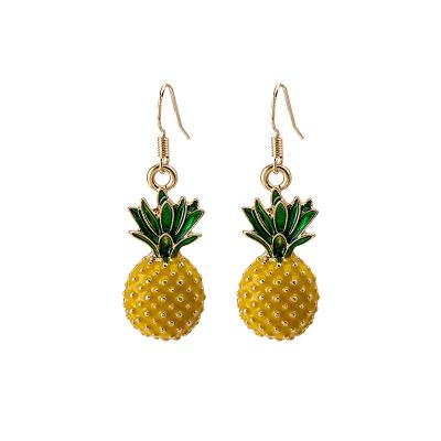 China Lovely 14K Gold Cute Girls Fruit Gold Drop Earrings Cute Pineapple Stud Earrings For Women for sale