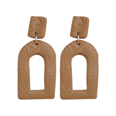 China CLASSIC Fashion Earrings Trend 2021 Geometric Vintage Polymer Clay Handmade Jewelry Drop Earrings For Women for sale