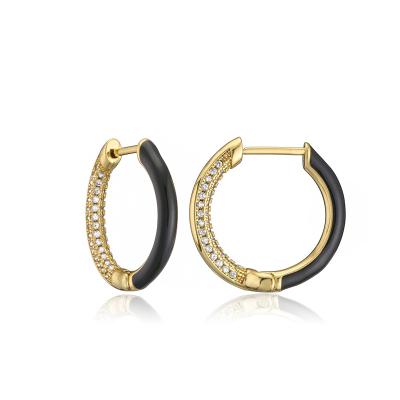 China CLASSIC High Quality 18K Gold Plated Brilliant Brass Micro Diamonds Rhinestone Stud Earrings For Women Huggie Minimalist CZ Zircon Hoop Earrings for sale