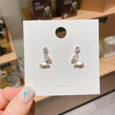 China CLASSIC Silver Opal Butterfly Pendant Earrings Natural Needle S925 Rhinestone for sale