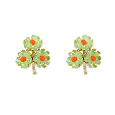 China CLASSIC High Quality 18K Gold Plated Statement Flower Stud Earrings Jewelry Acrylic Flower Earrings For Women for sale