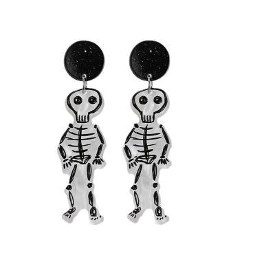 China Wholesale CLASSIC Funny Castle Bone Earrings Cartoon Holiday Skull Halloween Ghost Wholesale Acrylic Earrings For Men for sale